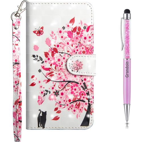 Coque Pour Samsung Galaxy S20 Plus, Bookstyle Flip Cover Tui De Protection Housse En Pu Cuir Avec Tpu Silicone Souple [3d] [Fente De Carte] [Fermeture Magntique] (Arbre Rose)
