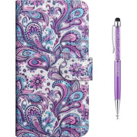 Coque Pour Samsung Galaxy S22, Bookstyle Flip Cover Tui De Protection Housse En Pu Cuir Avec Tpu Silicone Souple [3d] [Fente De Carte] [Fermeture Magntique] (Violet)