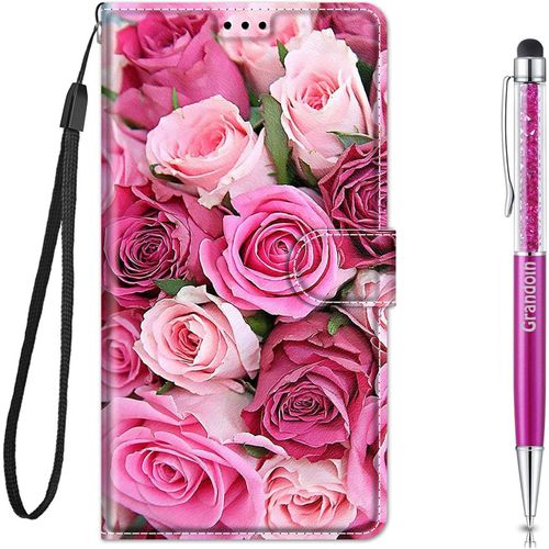 Coque Pour Iphone Se 2020/ Iphone 8/ Iphone 7 (4,7 Pouces), Mode Cratif Effet Tui De Protection Housse En Pu Cuir Avec Portefeuille Fermeture Magntique Fentes Pour Cartes (Rose Rose)