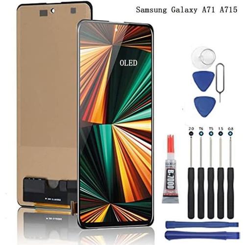 Écran Lcd Samsung Galaxy A71 A715(Non Version 5g)2019 Taille 6.7'' Oled Vitre Tactile Noir + Kit Outils + Colle B7000
