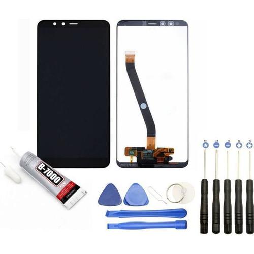 Ecran Complet: Vitre Tactile + Ecran Lcd Compatible Avec Huawei Y6 2018 Taille 5.7" Noir + Kit Outils + Colle B7000 Offerte