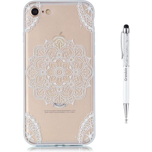 Coque Iphone 8,Coque Iphone 7, 2 En 1 Ultra Mince Coque Transparente Silicone Gel Tpu Souple Avec Cute Motif Dessin Mignon Imprim, Pour Apple Iphone 8 / Iphone 7 4.7"" (Mandala Blanc)