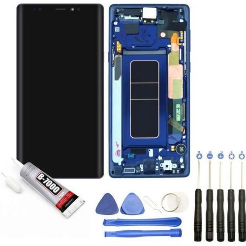 Vitre Tactile + Ecran Lcd Sur Châssis Compatible Avec Samsung Galaxy Note 9 Sm-N960 Bleu + Kit Outils + Colle B7000 Offerte
