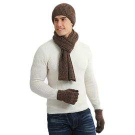 Ensemble hiver adulte beige - Bonnet, écharpe, gants, doublé, unisexe  dames hommes