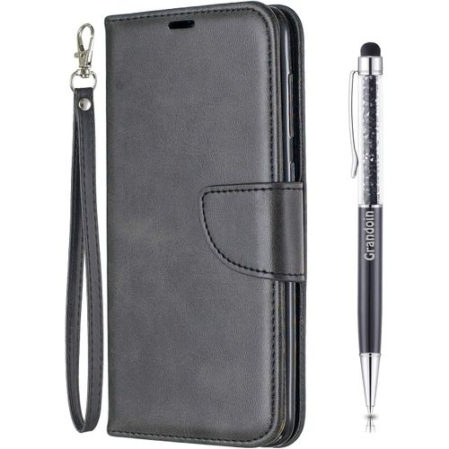 Coque Pour Samsung Galaxy A20 / A30, Bookstyle Flip Cover Tui De Protection Housse En Pu Cuir Avec Tpu Silicone Souple [Fente De Carte] [Fermeture Magntique] (Noir)