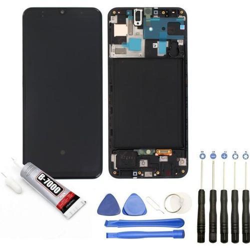 Vitre Tactile + Ecran Lcd Sur Châssis Compatible Avec Samsung Galaxy A50 Sm-A505f Taille 6.4" Bleu + Kit Outils + Colle B7000