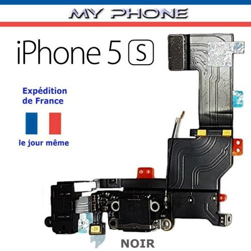 Connecteur De Charge Pour Apple Iphone 5s Noir + Microphone + Antenne + Jack Dock Port Micro Usb Nappe Flex