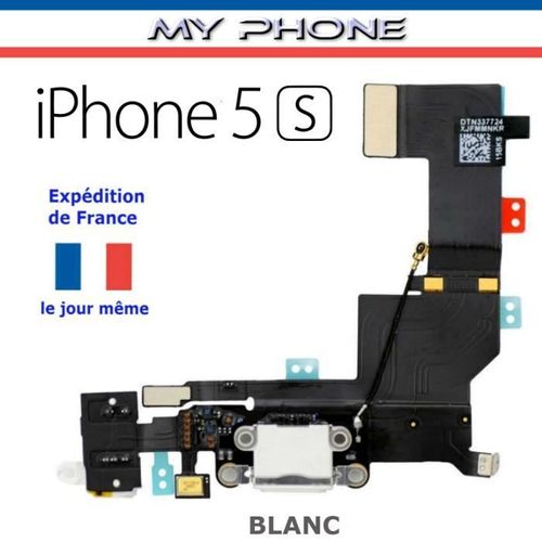 Connecteur De Charge Pour Apple Iphone 5s Blanc + Microphone + Antenne + Jack Dock Port Micro Usb Nappe Flex