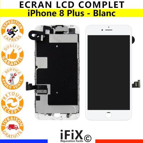 Lcd Ecran Complet Iphone 8 Plus Blanc Vitre Tactile Sur Châssis - Écran Pré-Installé Pour Apple A1864, A1897, A1898