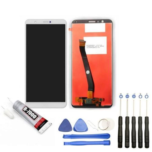 Ecran Complet: Vitre Tactile + Ecran Lcd Compatible Avec Huawei Honor 7x Taille 5.93" Blanc + Kit Outils + Colle B7000 Offerte