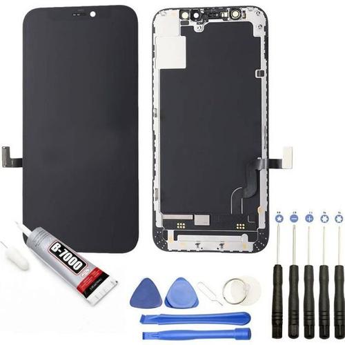 Ecran Complet: Vitre Tactile + Ecran Lcd Compatible Avec Iphone 12 Mini Taille 5.4" Noir + Kit Outils + Colle B7000 Offerte