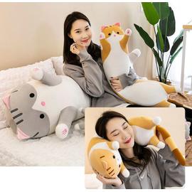 130cm mignon Oreiller Chat Doux Peluche Jouets En Rembourrage Lit Sommeil  Oreiller Cadeau Poupée