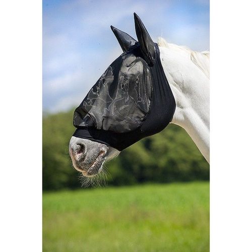 Masque Anti-Mouches Equithème “Lycra®” - Couleur : Noir, Taille : Xl Cheval De Trait