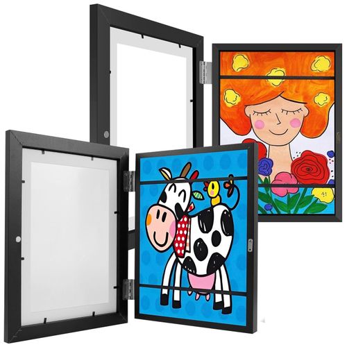 Cadre de photo en bois pour la maison,cadre d'affichage d'illustration,chambre à coucher,bureau,décoration murale,artisanat d'art,peinture,boîte d'affichage de cadre photo - Type 2pcs black