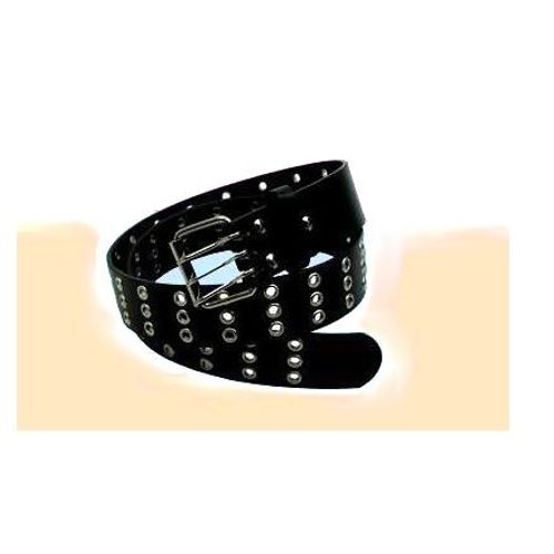 Ceinture Large Mixte Ceinturon En Cuir Neuf Vachette Oeiillets Métal Boucle 3 Ardillons 11o X 8 Cm Style Hard Rock Biker Motard
