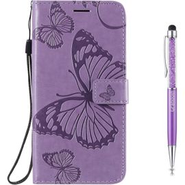 Coque Pour Samsung Galaxy S20 Fe 5g / S20 Lite, Papillon Gaufrage Housse Rtro Pu En Cuir Flip Portefeuille Etui Avec Tpu Silicone Souple Phone Case Avec Fermeture Magntique (Violet