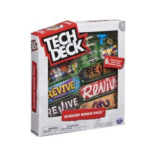 Coffret Tech Deck Revive : 6 Mini Skates + Accessoires - Mini Skate A Doigt 96 Mm - Bonus Pack Skateshop Finger + 1 Carte