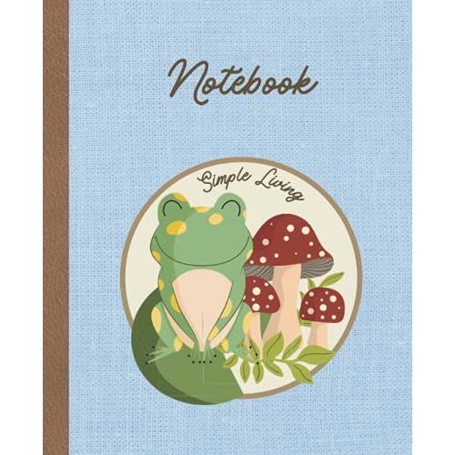 Kawaii Cottagecore Aesthetic Frog & Fungi Notebook: Cottagecore Frog And Mushrroom Composition Book, Wide Ruled, For Writing And Journaling, Vintage Style Cover Design