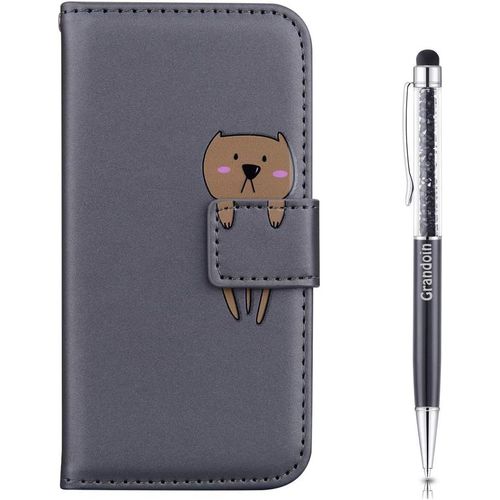 Coque Pour Samsung Galaxy S21 Plus, [Anim] Bookstyle Flip Cover Tui De Protection Housse En Pu Cuir Avec Tpu Silicone Souple [Fente De Carte] [Fermeture Magntique] (Gris)