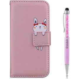 Coque Pour Samsung Galaxy A41, [Anim] Bookstyle Flip Cover Tui De Protection Housse En Pu Cuir Avec Tpu Silicone Souple [Fente De Carte] [Fermeture Magntique] Pour Galaxy A41 (Rose)