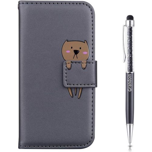 Coque Pour Samsung Galaxy A71, [Anim] Bookstyle Flip Cover Tui De Protection Housse En Pu Cuir Avec Tpu Silicone Souple [Fente De Carte] [Fermeture Magntique] (Gris)