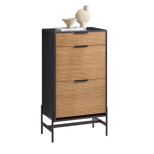 Meuble À Chaussures, Meuble D'entrée Hfsr03-Sch Sobuy Meuble De Rangement À Chaussures Avec 1 Tiroirs Et 2 Abattants Pour Entrée, Couloir Et Salon, L64xp40xh115 Cm