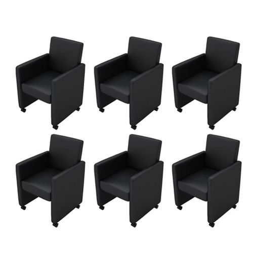 Lot De 6 Chaises De Salle À Manger Cuisine Design Moderne Confortable En Synthétique Noir Cds022678