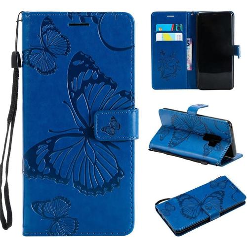 Sony Xperia Xa1 Coque Modèle 3d Papillon Prime Pu Cuir Flip Folio Housse Étui Cover Case Wallet Portefeuille Support Dragonne Fermeture Magnétique Pour Sony Xperia Xa1 - Bleu