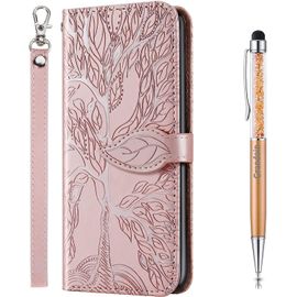 Coque Pour Iphone Se 2020/Iphone 8/Iphone 7, Housse En Cuir Iphone Se 2020/8/7 (4,7 Pouces) Portefeuille, Etui Rabat Magntique Etui Housse Avec Fente Cartes Clapet Folio Coque (Rose)