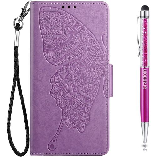 Coque Pour Huawei P40 Lite, Etui Portefeuille Huawei P40 Lite, Housse En Cuir Pu Etui Rabat Clapet Magntique De Protection Antichoc Flip Case Avec Fentes De Cartes (Violet)