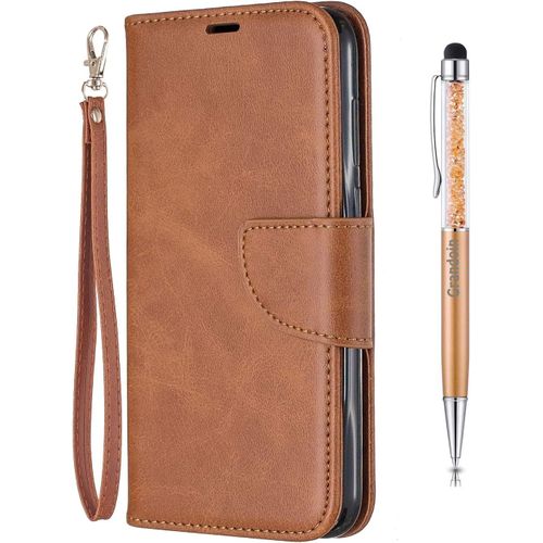 Coque Pour Huawei Y5 2019 / Honor 8s, Bookstyle Flip Cover Tui De Protection Housse En Pu Cuir Avec Tpu Silicone Souple [Fente De Carte] [Fermeture Magntique] (Marron)