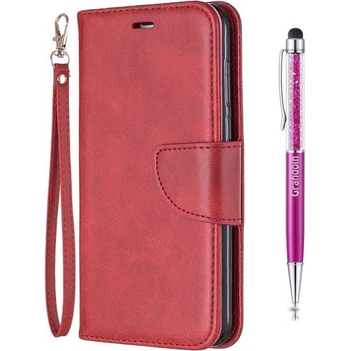Coque Pour Huawei Y5 2018 / Honor 7s, Bookstyle Flip Cover Tui De Protection Housse En Pu Cuir Avec Tpu Silicone Souple [Fente De Carte] [Fermeture Magntique] (Rouge)