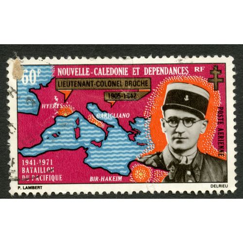 Timbre Oblitéré Nouvelle-Calédonie Et Dépendances, Rf, Lieutenant -Colonel Broche 1905-1942, Poste Aérienne, 60 F