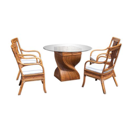 Ensemble Table Et Chaises Epi Rotin Torsad Bois