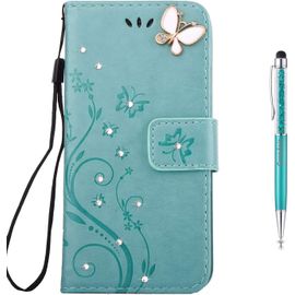 Coque Iphone 8 Plus,Etui Iphone 7 Plus Cran 5.5"", Housse Tui En Pu Cuir Et Tpu Silicone Relief Souple Diamond Anti-Scratch Cas De Tlphone Pour Apple Iphone 8/7 Plus (Vert)