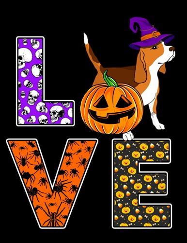 Halloween Composition Notebook: Love Beagle Witch Hat Pumpkin Halloween Journal Notebook, (8.5 X 11 In, 120 Pages) Halloween Gift For Dog Lover, Dog Owner, Puppy Lover