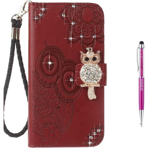 Coque Galaxy Note 8, Tui De Protection Housse En Cuir Avec Tpu Silicone Souple Portefeuille Phone Case Cover Tui Rabat Fente De Carte Pour Samsung Galaxy Note 8 (Rouge)