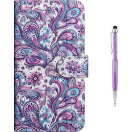 Coque Galaxy J4 Plus 2018, Tui De Housse En Pu Cuir Avec Tpu Silicone Portefeuille Tui Rabat Fente De Carte Flip Cover Fermeture Magntique Pour Samsung Galaxy J4 Plus 2018 (Violet)