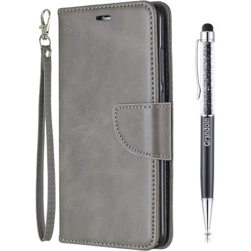 Coque Pour Xiaomi Redmi 5, Bookstyle Flip Cover Tui De Protection Housse En Pu Cuir Avec Tpu Silicone Souple [Fente De Carte] [Fermeture Magntique] (Gris)