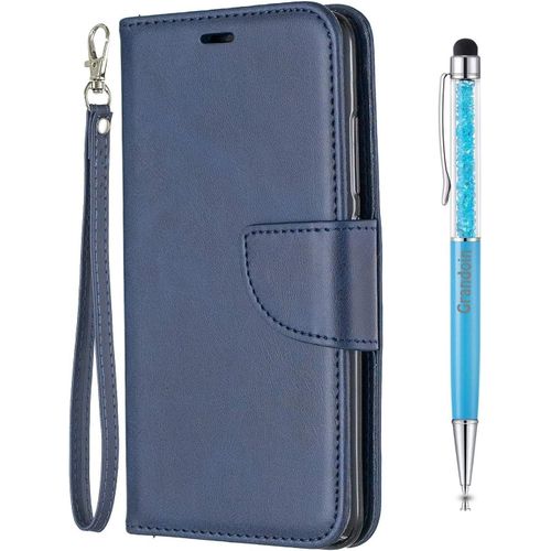 Coque Pour Xiaomi Redmi 6 / 6a, Bookstyle Flip Cover Tui De Protection Housse En Pu Cuir Avec Tpu Silicone Souple [Fente De Carte] [Fermeture Magntique] (Bleu)