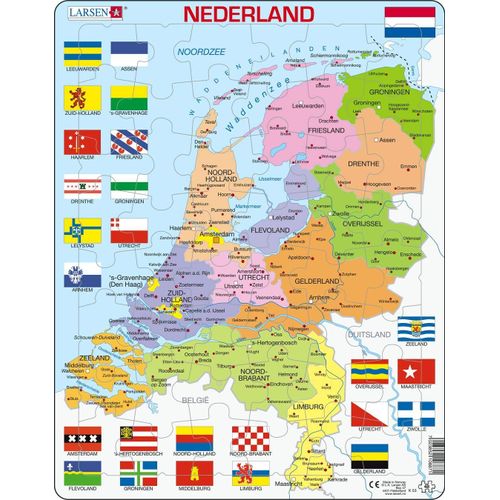 Puzzle 48 Pièces Puzzle Cadre - Carte Des Pays-Bas (En Hollandais)