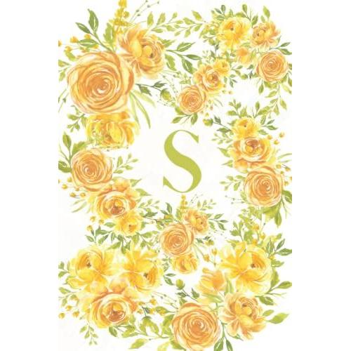 S: Floral Initial Monogram 6"X9" Blank Lined Notebook/Journal
