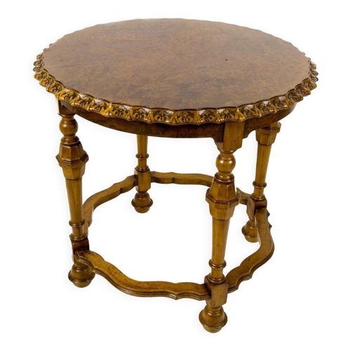 Table Dappoint Ronde Franaise En Noyer De Burr Annes 1920 Bois