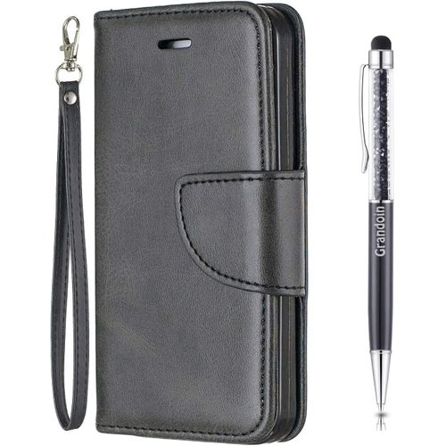 Coque Pour Iphone 6s Plus/Iphone 6 Plus (5,5 Pouces), Flip Cover Tui De Protection Housse En Pu Cuir Portefeuille Avec Tpu Silicone Souple [Fente De Carte] [Fermeture Magntique] (Noir)