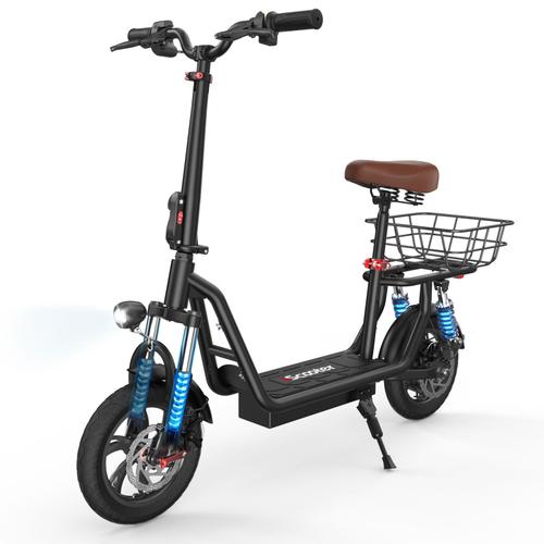 Trottinette Électrique Adulte Pliable Avec Selle Panier 500w 35km Roue 12 Pouces