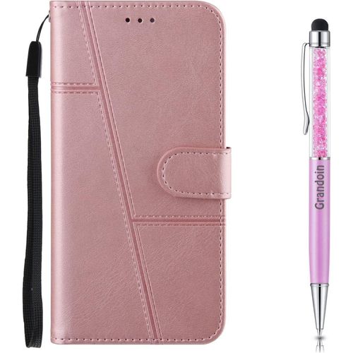 Coque Pour Oppo A94 5g / Reno 5z 5g, Premium Cuir Flip Portefeuille Tui En Cuir,[3 Fentes][Fermeture Magntique] Wallet Case Coque Housse Protection Pour Oppo A94 5g / Reno 5z 5g(Rose)