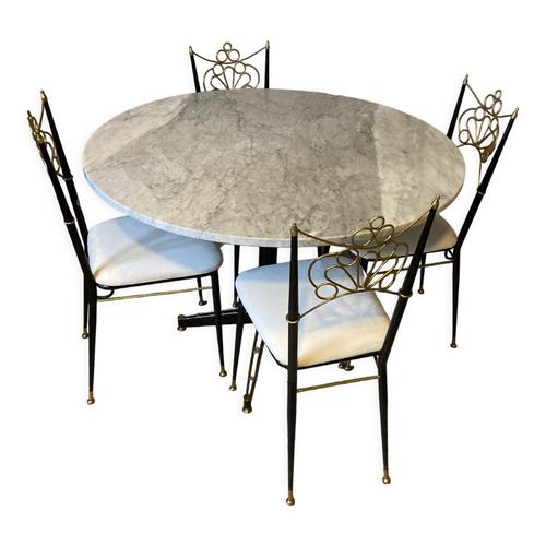 Table En Marbre Et Ses 4 Chaises Gris