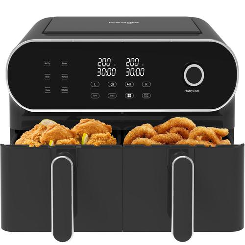 iceagle Friteuse Sans Huile 11L,Air Fryer Dual Zone Friteuse a Air avec 2 Tiroirs XXL Airfryer,6 en 1,1700W,Recettes