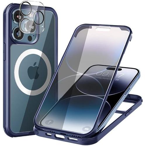 Coque Pour Iphone 13 Pro Max Integrale - Étui 360 Degres & Transparente Antichoc & Avec Magsafe Protection Caméra Housse Iphone 13 Pro Max Coque - Bleu Marine