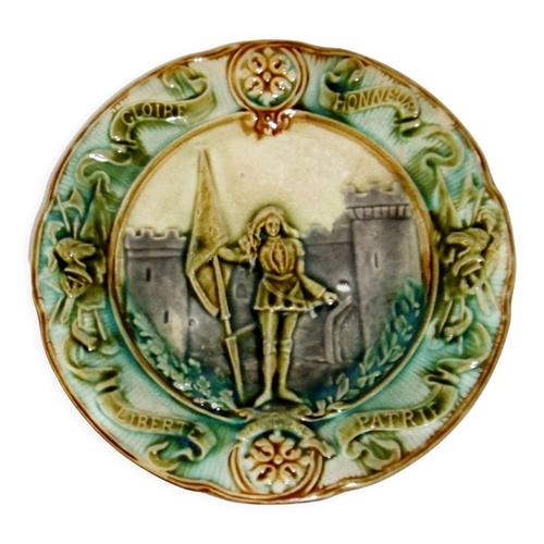 Assiette Barbotine Jeanne Daposarc Sign Lettre H Strasbourg Polychrome Collection Multicolore